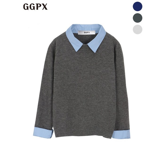 GGPX 배색 카라 포인트 니트  GO9KP010F