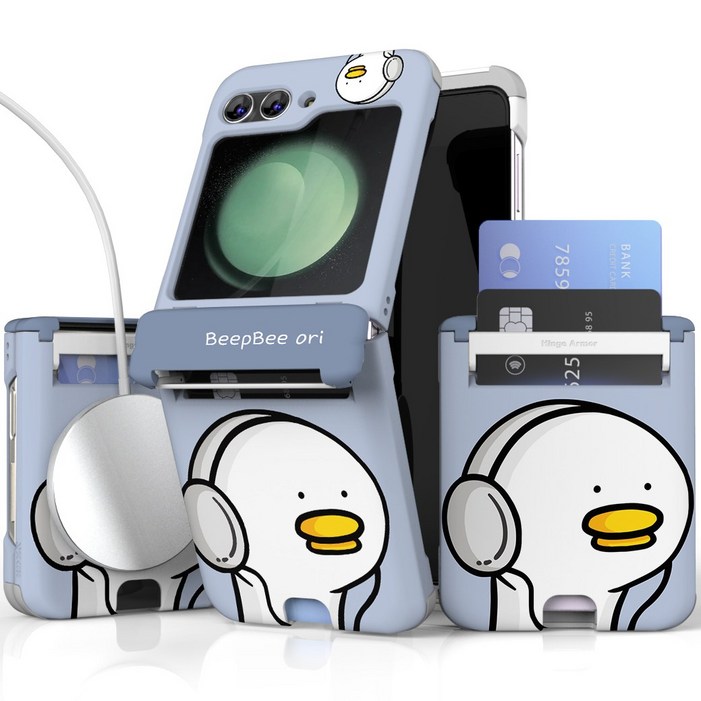 이디즌 갤럭시 Z플립 케이스 맥세이프 컬러 삐오리 귀여운 디자인 슬림 카드 2장 수납 힌지보호 충격방지 플립 7 지플립 6 5