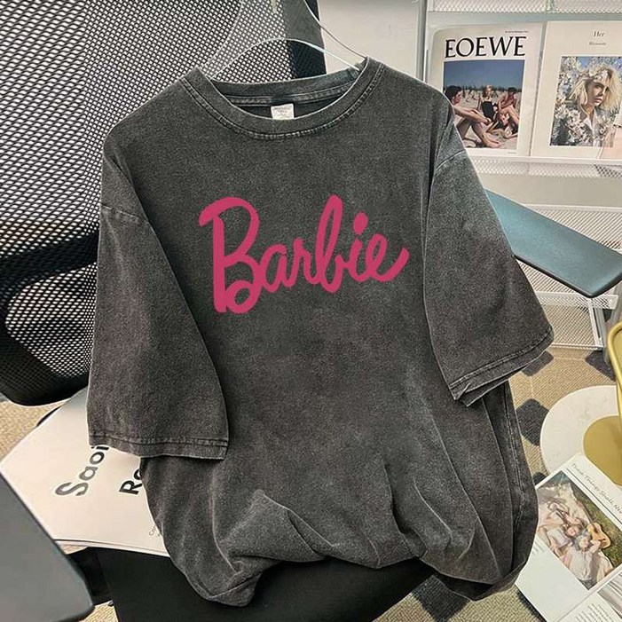 더벨러리 여성 피그먼트 워싱 반팔 티셔츠 BCT5023 루즈핏 오버핏 레터링 캐주얼