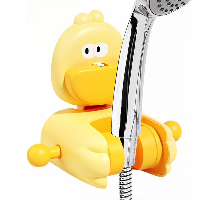 LareinaT 캐릭터 오리 무타공 샤워기 거치대 흡착식 샤워기 고정 홀더 각도조절 샤워기 홀더