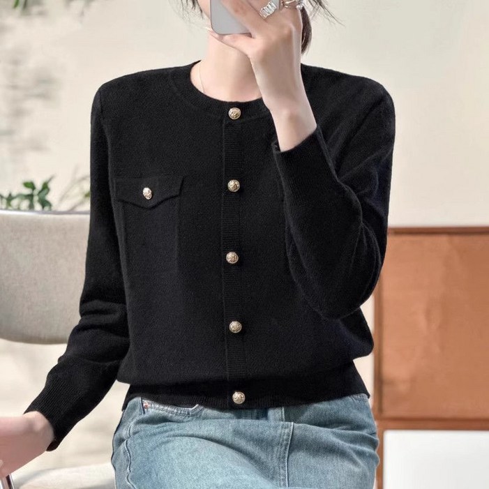 ORZQU 춘추 여성 솔리드 중년 여성 엄마옷 루즈핏 상의 긴팔니트 풀오버