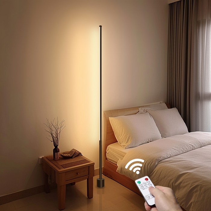 SASAKO 무선리모컨 LED 플로어 장스탠드 조명 3색모드 밝기조절 침실 거실 무드등