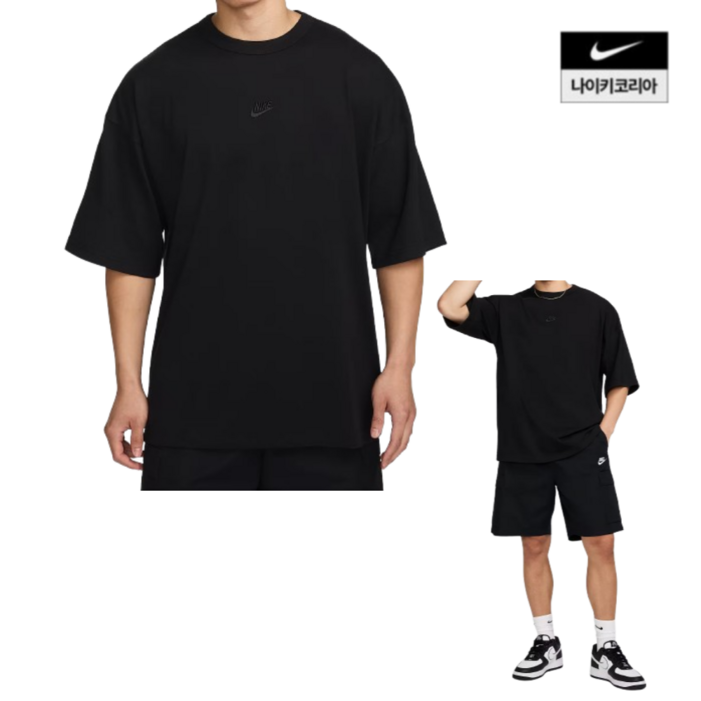 국내 정품 매장판 나이키 스포츠웨어 프리미엄 에센셜 남성용 오버사이즈 티셔츠 편안한 데일리 남자 반팔티
