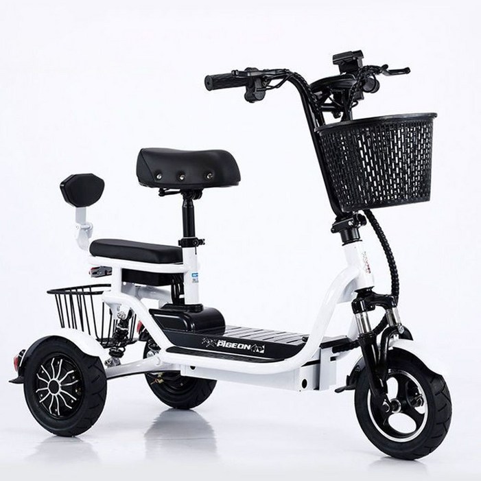 접이식 전기 자전거 화이트 세발 2인승 전동 자전거 30KM