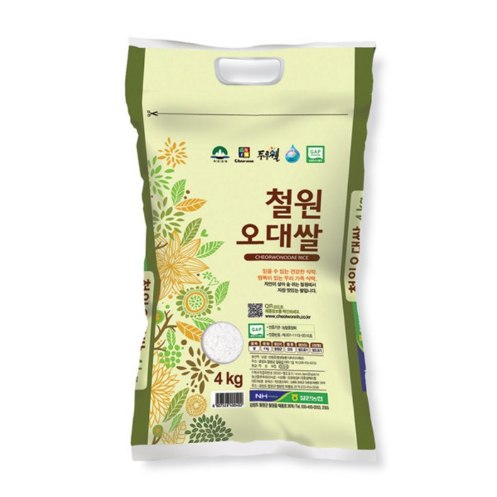 철원농협산지직송 21년 햅쌀 철원오대쌀 4kg, 1개