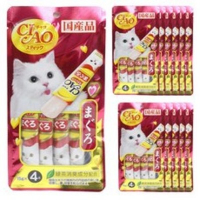 이나바 챠오 츄루스틱 고양이 간식 60g, 참치, 24개