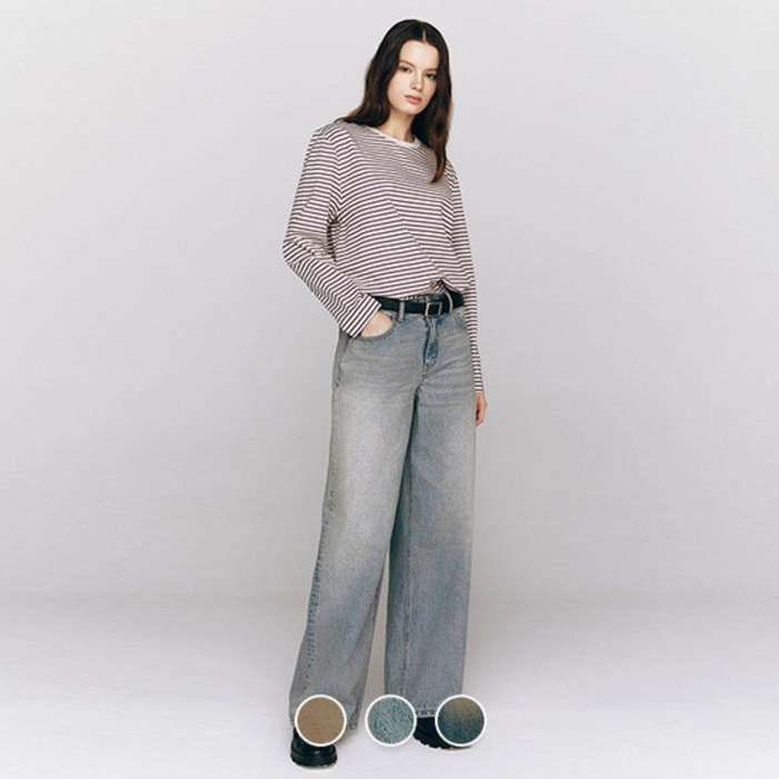 지오다노 415535 여 MW 루즈핏 와이드 청바지 523651