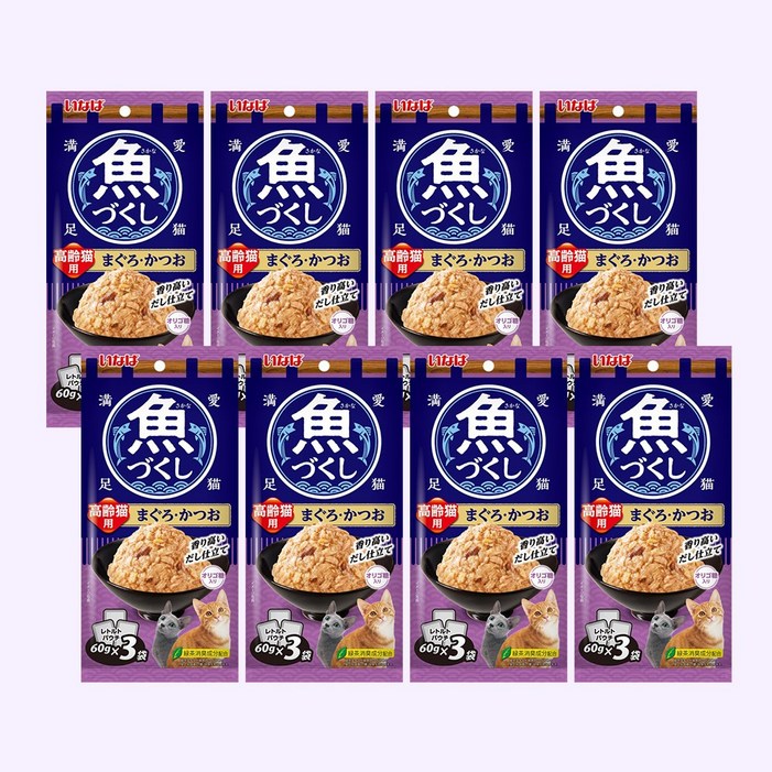 N도착보장 이나바 생선가득파우치 고양이 간식 참치플러스가다랑어시니어용, 60g, 24개