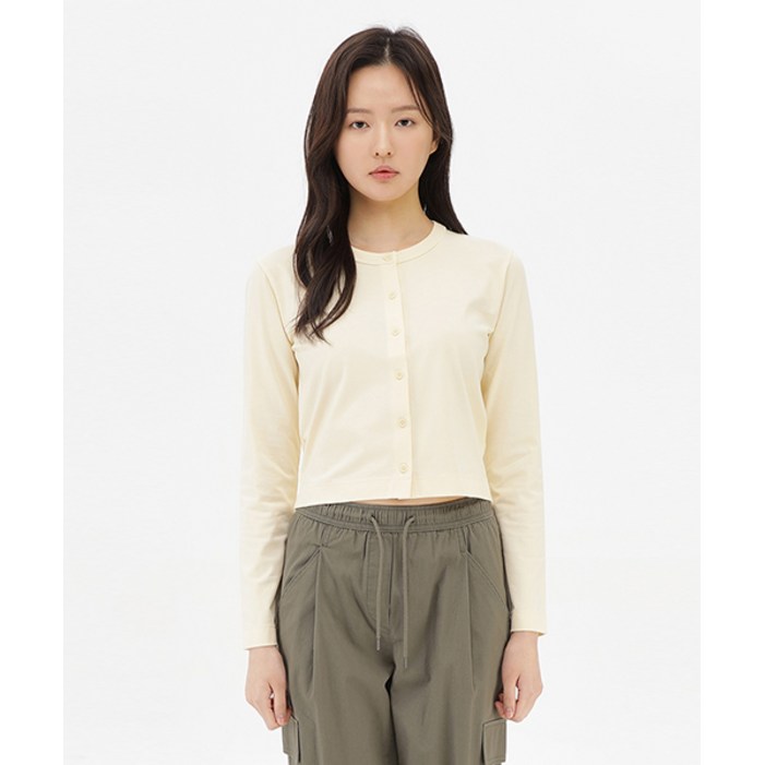 탑텐 여성 쿨에어 코튼 크루넥 버튼 가디건MSE5TC2901 MSE5TC2901