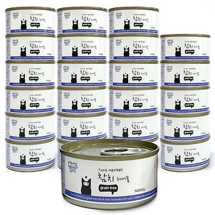 노엘캣 참치 헤어볼 80g 24개 고양이캔 습식사료 캔 길고양이 간식 통조림 고양이밥 고양이먹이, 24개, 80g, 참치 헤어볼