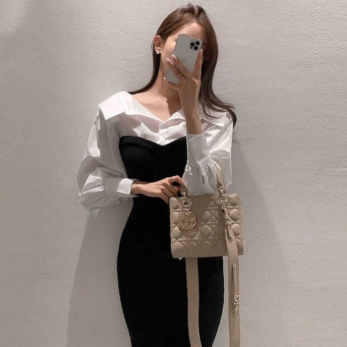 더글로리 롱원피스 셔츠원피스 오프숄더