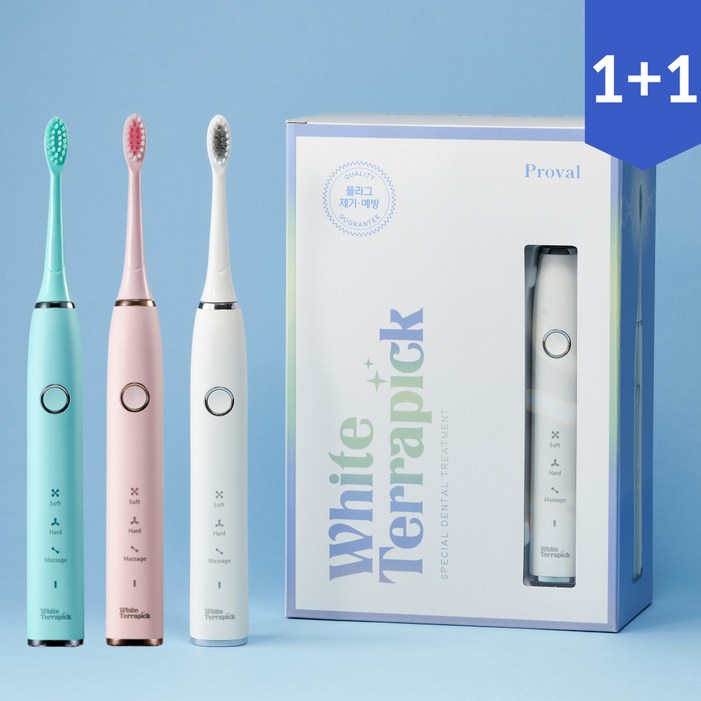 치과약국판매 프로벨 음파전동칫솔 저자극 1년무상AS 칫솔모2개포함, 화이트테라픽 음파칫솔, 핑크, 2개