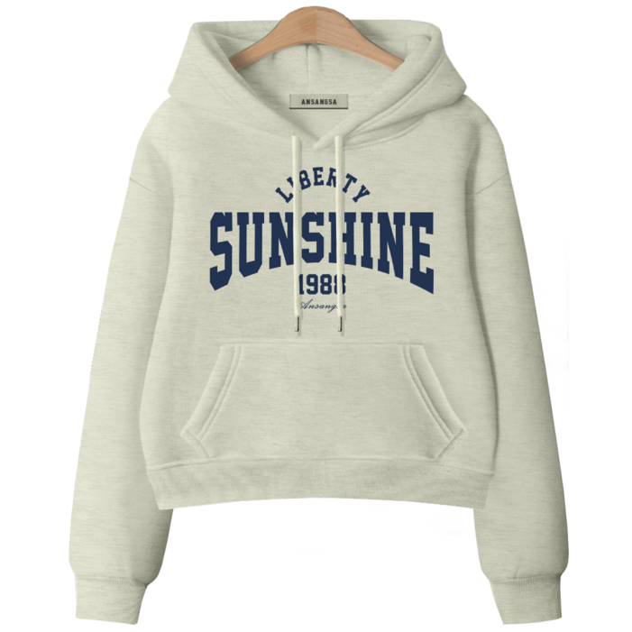 ANSANGSA 썬샤인 여성 semi크롭 루즈핏 후드 스웨트셔츠