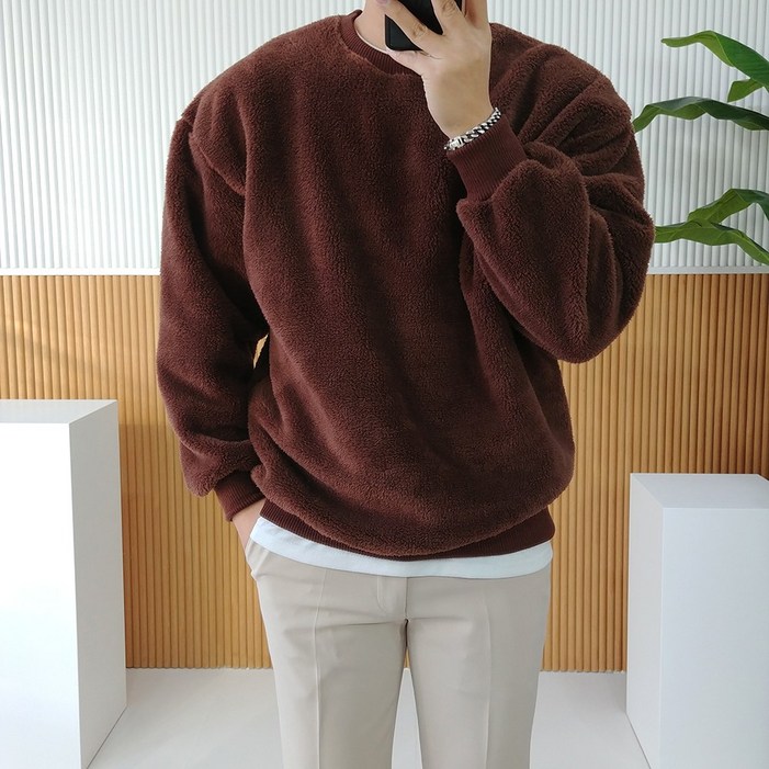 로니제이 남자 겨울 오버핏 뽀글이 뽀글 기모 양면 양털 맨투맨 티셔츠 로니제이 남자 겨울 오버핏 뽀글이 뽀글 기모 양면 양털 맨투맨 티셔츠