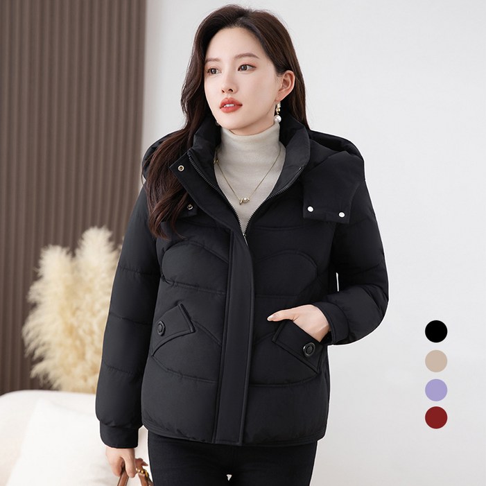 lofei 겨울 여성 후드 숏 퀼팅 패딩 MF20