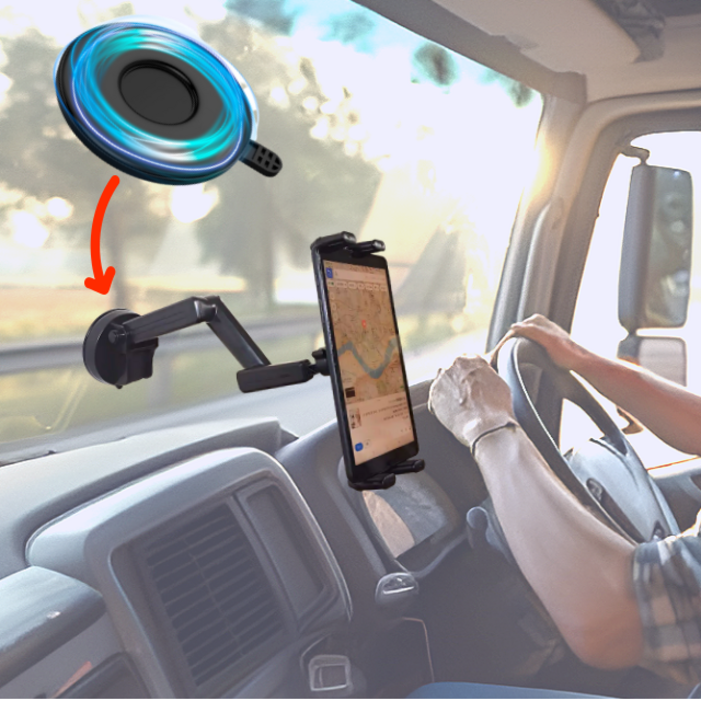 인더비클 화물차 태블릿거치대 차량용 앞유리 흡착식 트럭 버스 중장비 포터2, 1개, 블랙