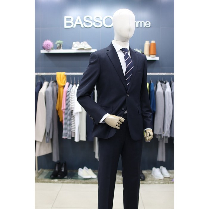 바쏘옴므 정장 WY3JW20NY 멜란지 네이비 기본핏 울스판 수트