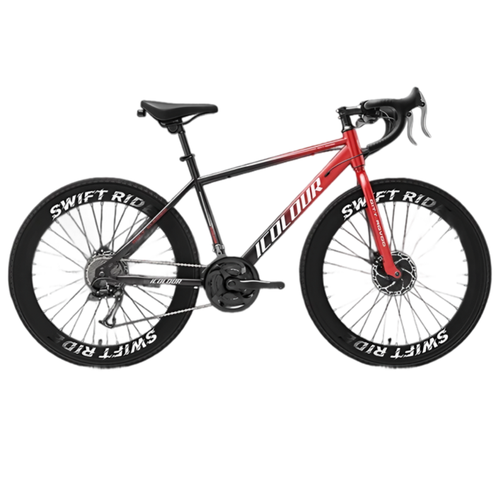 ICOLOUR 초경량 로드자전거 트랙 사이클 입문용 60mm 휠셋, 27세트, 175cm, 레드