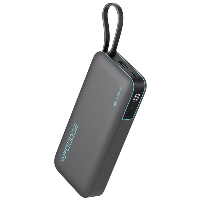 CUKTECH 쿡테크 55W 대용량 20000mAh 일체형 보조배터리 고속 충전 보조배터리 삼성 45W 보조배터리전력 표시여행용 기내반입, 회색