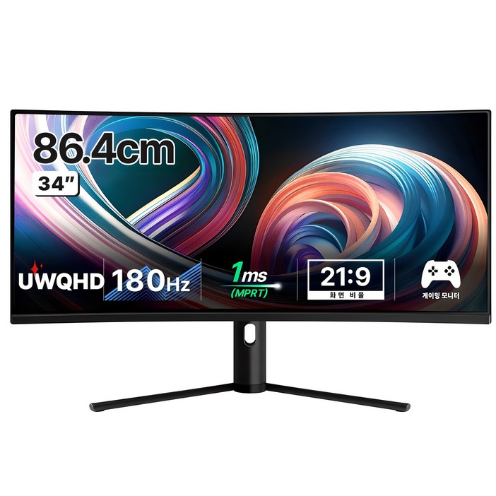 한성컴퓨터 UWQHD 1500R 커브드 리얼 180 울트라와이드 게이밍 모니터, 86.4cm, TFG34Q14W무결점