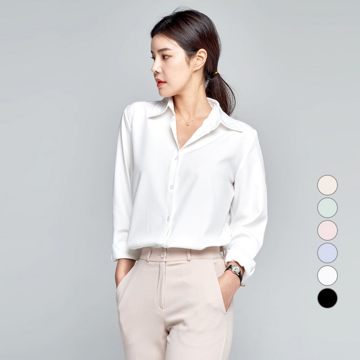 윈디윈디 여성용 링클프리 데일리 베이직 긴팔 셔츠 D08I7wl3064