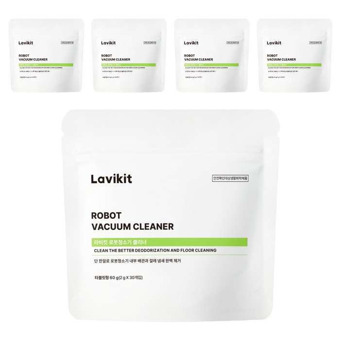 라비킷 로봇청소기 클리너 세정제 타블렛형, 60g, 5개