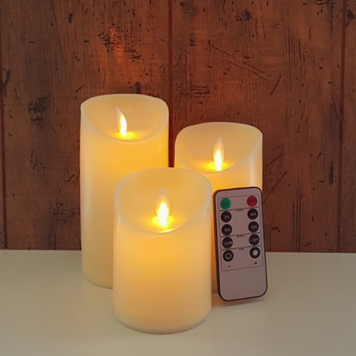 LED 촛불 흔들리는 건전지 전자초 10cm + 12.5cm + 15cm + 리모컨 세트