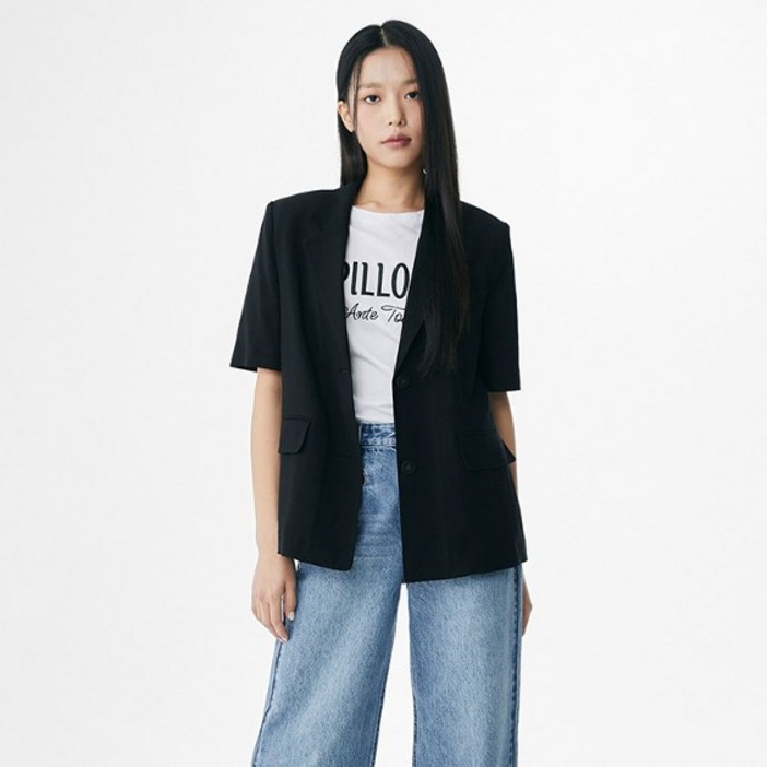 미쏘 여성용 테일러드 오버핏 반팔 자켓