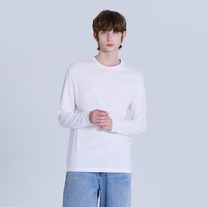 베이직하우스 남녀공용 통기성 순면30수 릴렉스핏 라운드 긴팔 티셔츠 LATS0124