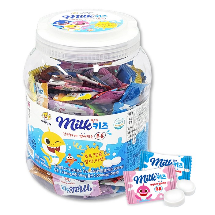 핑크퐁 아기상어 밀크키즈 캔디, 400g, 1개, 우유