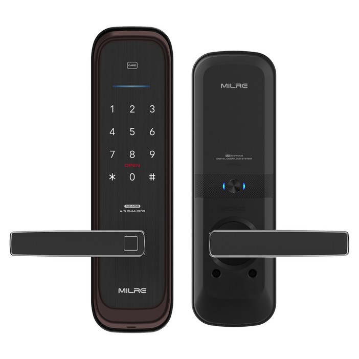 밀레시스텍 무타공 지문인식 스마트 도어락 MEM58F, MEM58FWinePurple, 방문설치