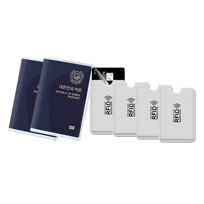 아펙토 투명 여권지갑 2p + RFID 차단 카드케이스 4p 세트