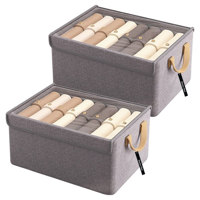 마켓플랜 투명창 커버 의류 정리 수납함 40 x 27 x 21 cm