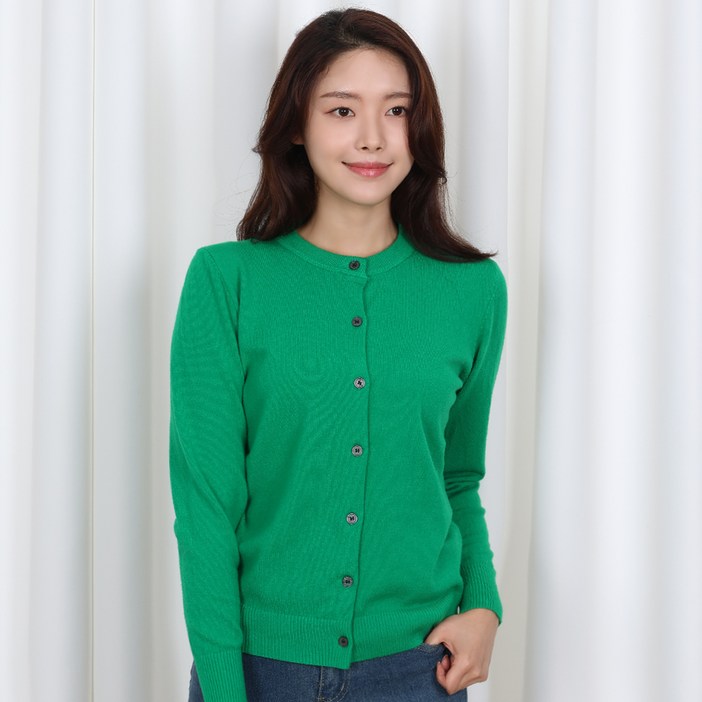 베라엘 여성용 기본핏 데일리룩 라운드넥 심플 무지 가디건