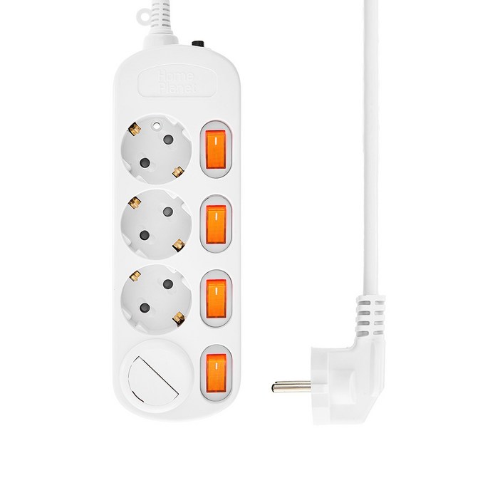 홈플래닛 개별스위치 멀티탭 4구+ 안전커버, 2m
