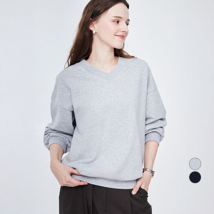 ELLE PARIS 브이넥 스웻셔츠