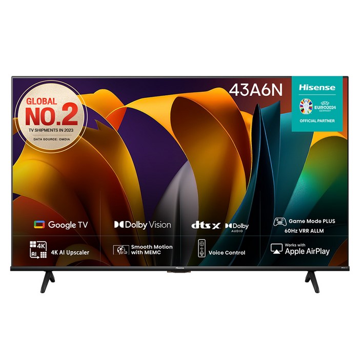 하이센스 안드로이드12 4K UHD 스마트TV, 110cm(43인치), 43A6N, 스탠드형, 고객직접설치