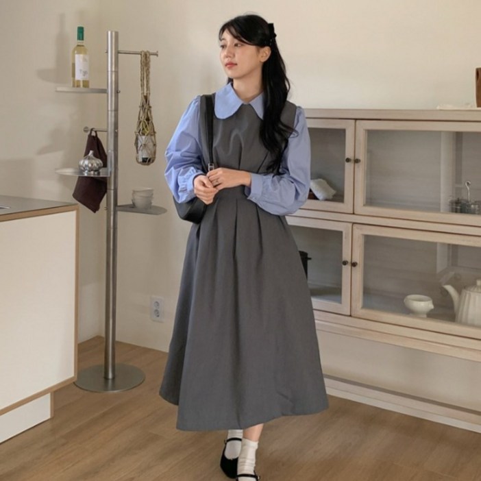 린다샵 치리시 레이어드 비죠 플리츠 롱 원피스 cpops10189c4c