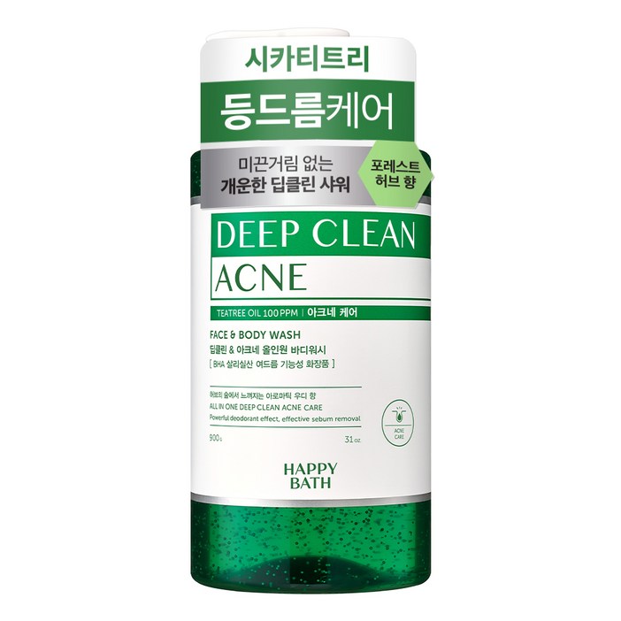 해피바스 딥클린 티트리 아크네 케어 올인원 바디워시 아로마틱 우디 향