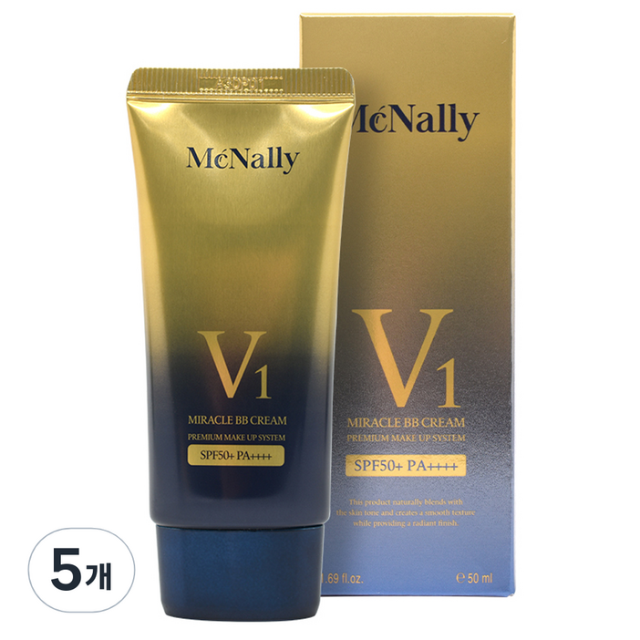 맥넬리 V1 미라클 비비 크림 SPF50 PA, 네추럴 베이지, 50ml, 5개