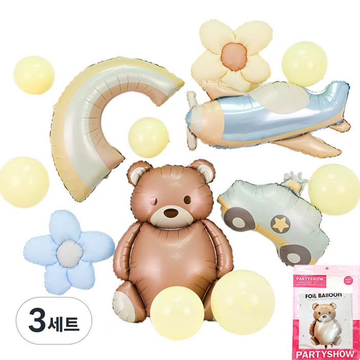 파티쇼 크림 은박 풍선세트, 혼합색상, 3세트