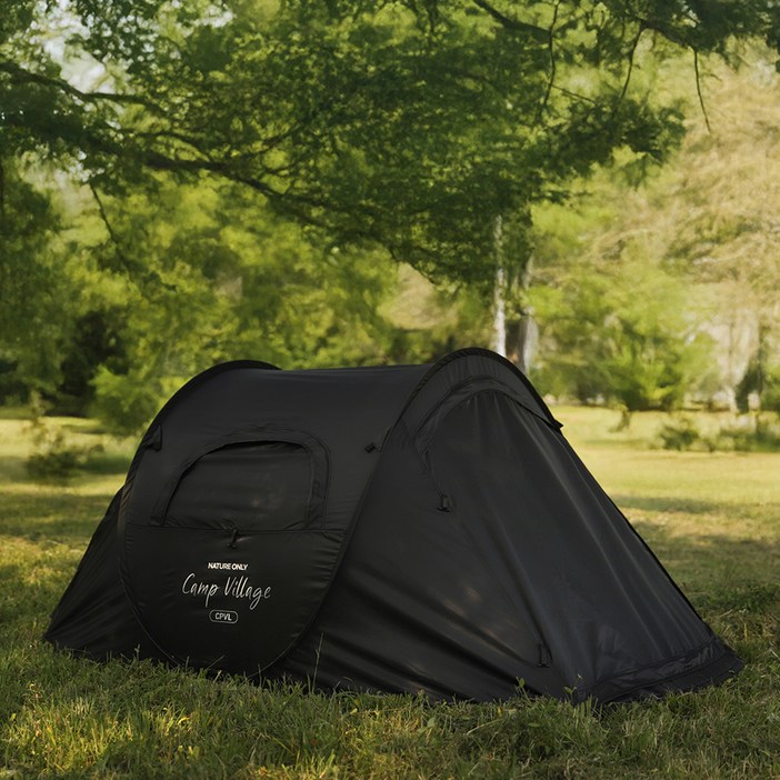 캠프빌리지 원터치 열차단 팝업텐트 S, 블랙, 1인용