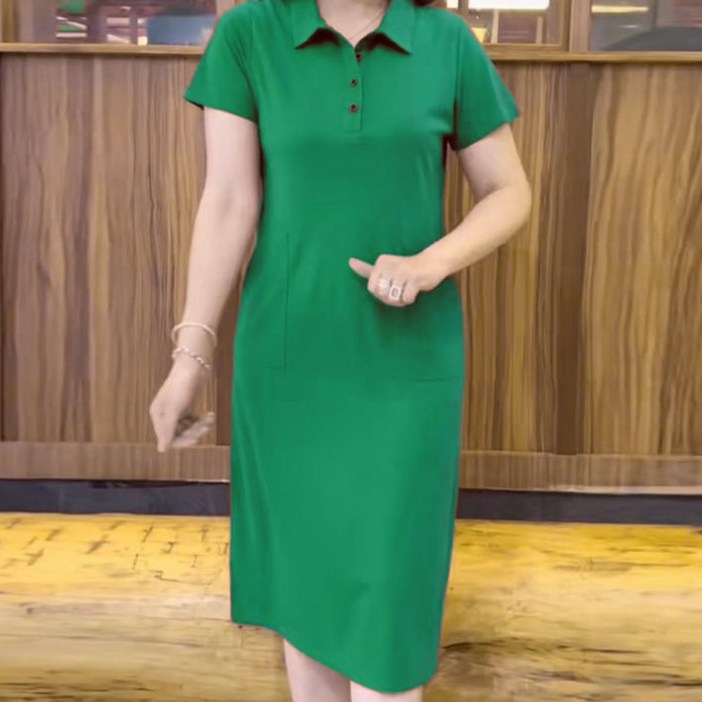 엘쏘 카라넥 쓰리버튼 반팔 데일리 원피스 빅사이즈 포함