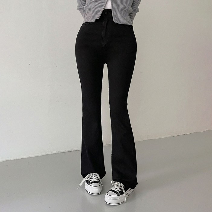 플랜데이 여성용 모리 슬림 워싱 스판 부츠컷 데님 팬츠 숏