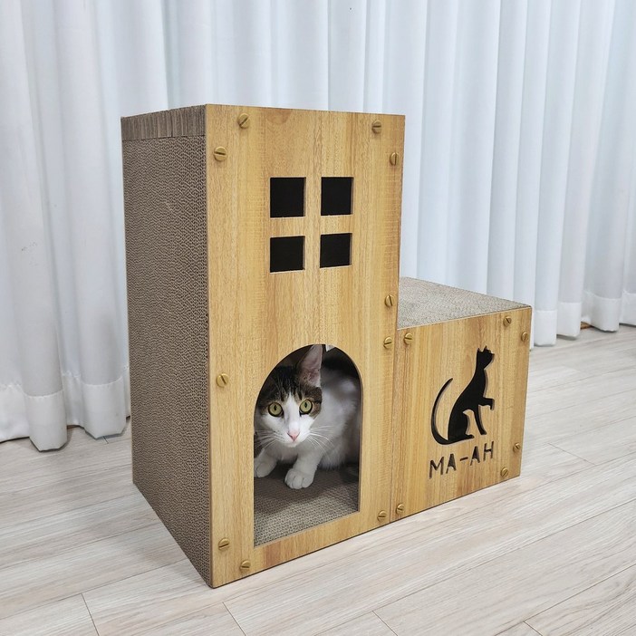 MAAH 고양이 계단 숨숨집 수직 스크래쳐, 1개, 우드