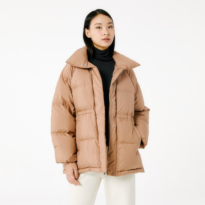 JAJU 여성용 하프 하이넥 다운 점퍼