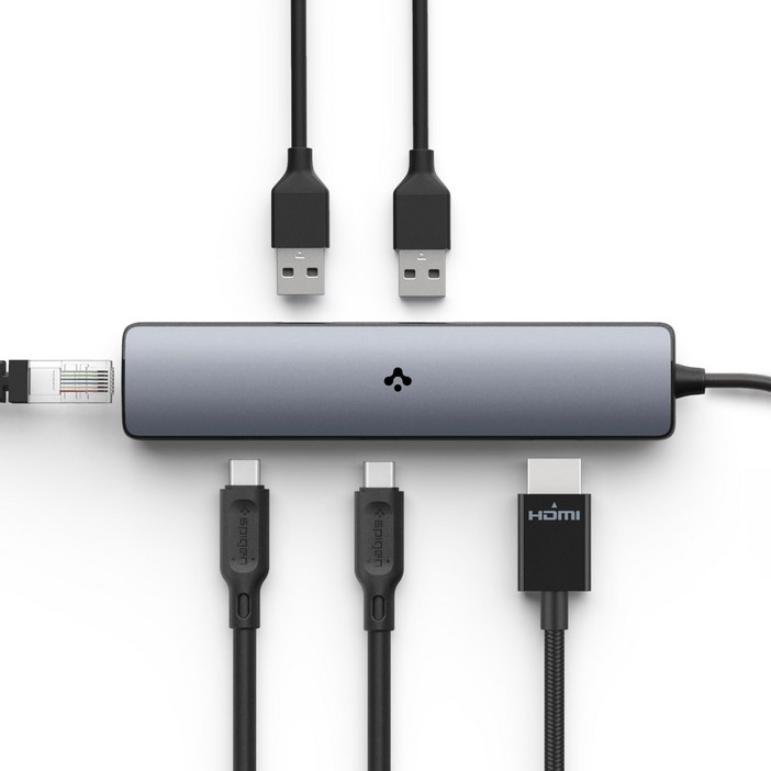 슈피겐 USB4 8K 60Hz USB C타입 6in1 멀티 포트 허브 PD2302 ACA06193