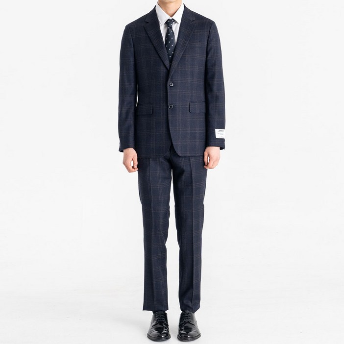킨록 남성용 윈도우 페인체크 울 슬림 정장 상하의 세트 : SPOT