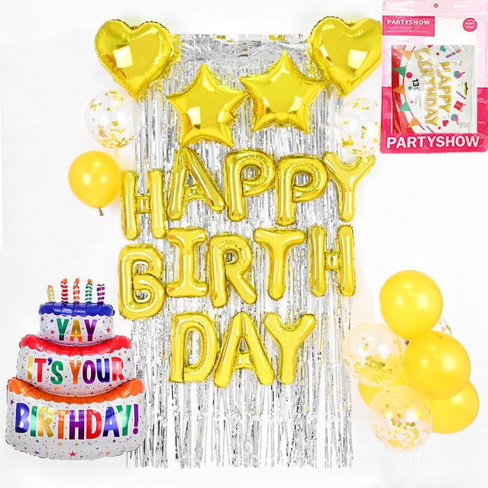 파티쇼 생일 파티 메시지 3단 케익 풍선 세트