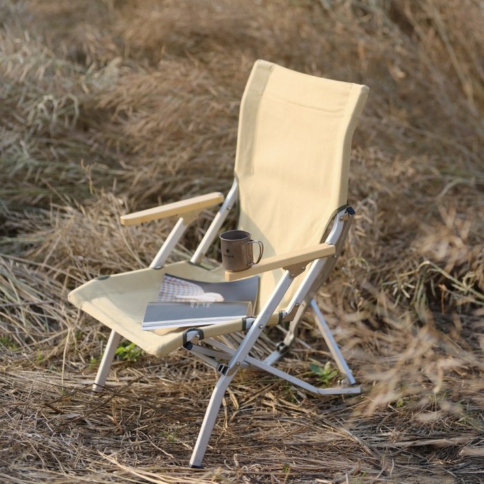 스노우피크 스타일 쇼트체어 로우체어 캠핑의자 릴렉스체어 아이보리 블랙